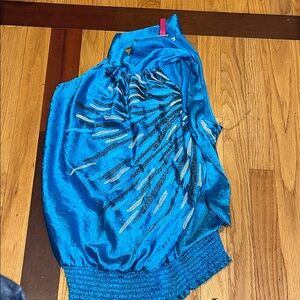 Heart Soul Blue Sleeveless Blouse with Sequin Design